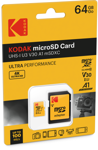 Kodak - Carte SD 64 Go UHS-I U3 V30 SDHC/XC - Carte Mémoire